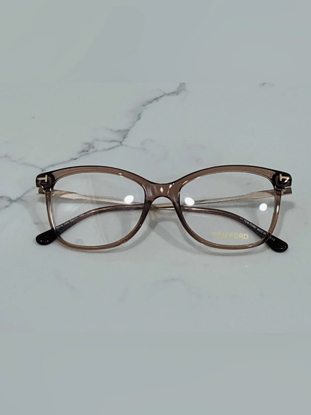 Tom Ford TF5510 045 Cat Eye Glasses Frames Shiny Light Brown Gold